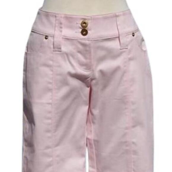 Cache Ruched Denim Jean Clam Diggers Crop Pant New Stretch Metal Buttons $88 NWT - Picture 5 of 6